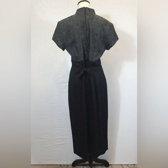 All that Jazz Vintage Womens Maxi Dress Size L Floral Shoulder Pads Button Goth - Picture 7 of 16